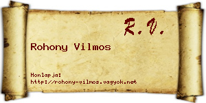 Rohony Vilmos névjegykártya